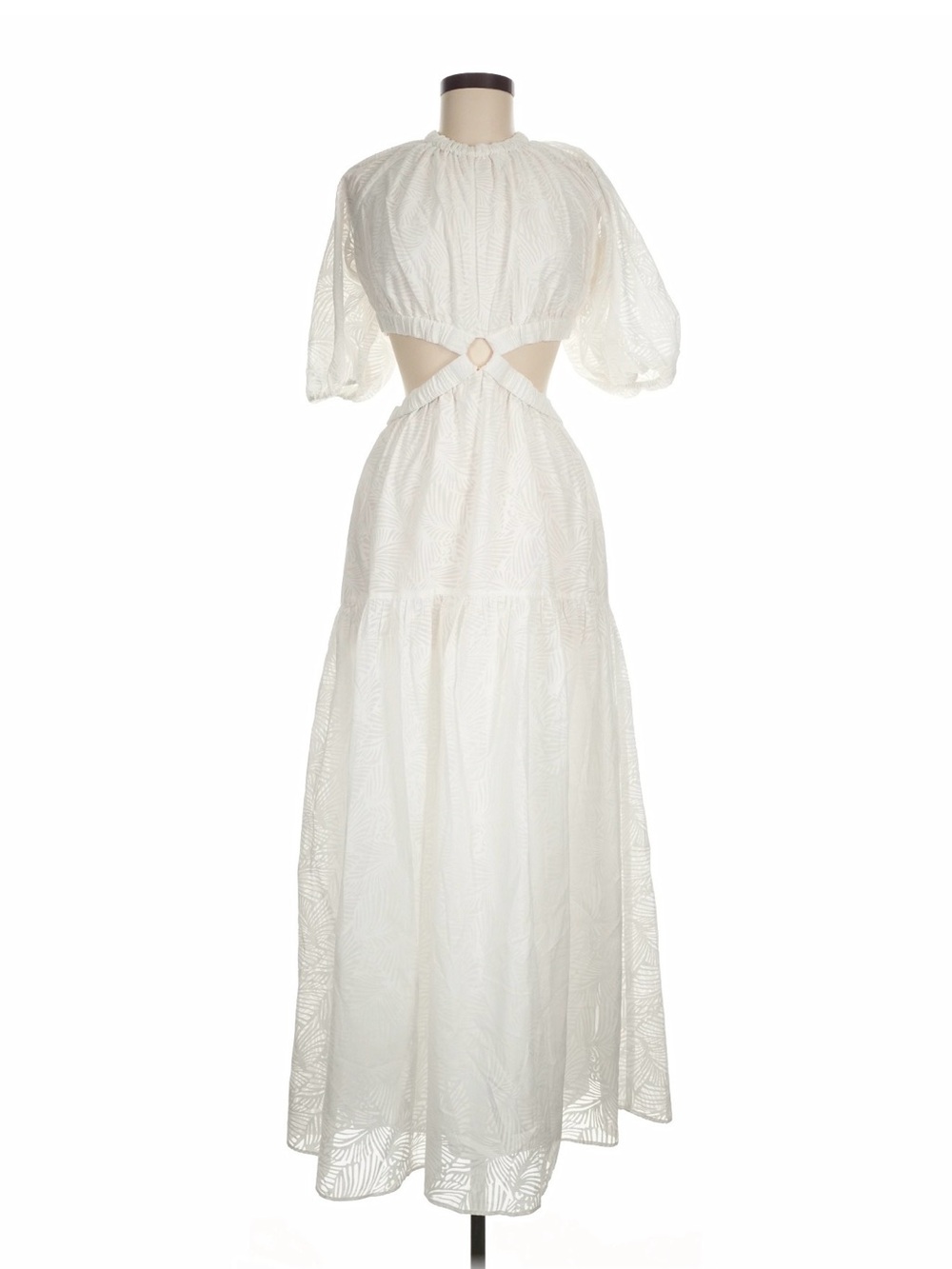 Ivory Cutout Maxi Dress with Ring Accent